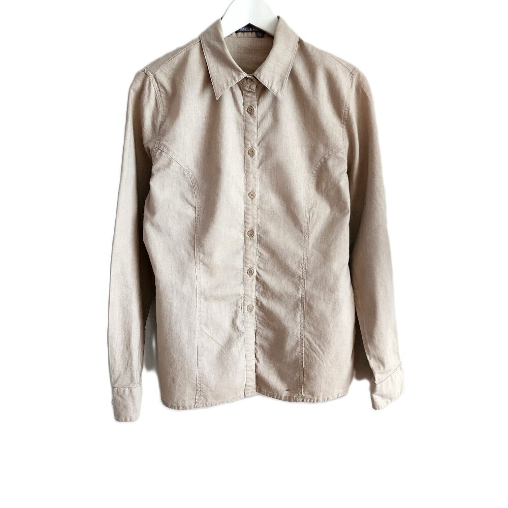 Tristan beige linen & cotton blouse